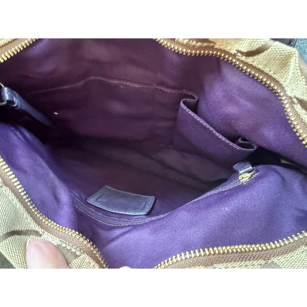 Coach Signature Khaki jaquard  Purple Canvas Tote Bag & Wallet Set F25771  READ - Picture 5 of 16